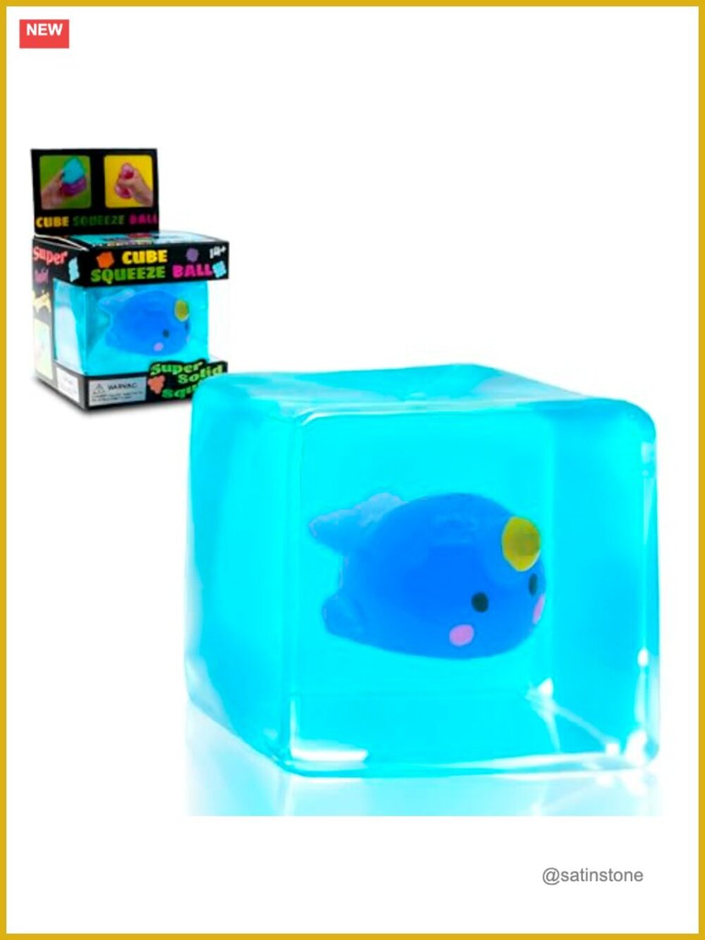 Cube Fidget Toy with Glow-in-the-Dark Unicorn Whale, Squishy Sensory Stress
